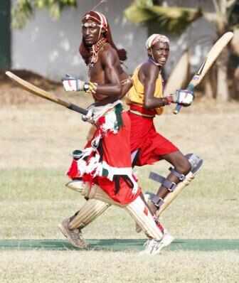 Warriors lay down spears, pick up bats