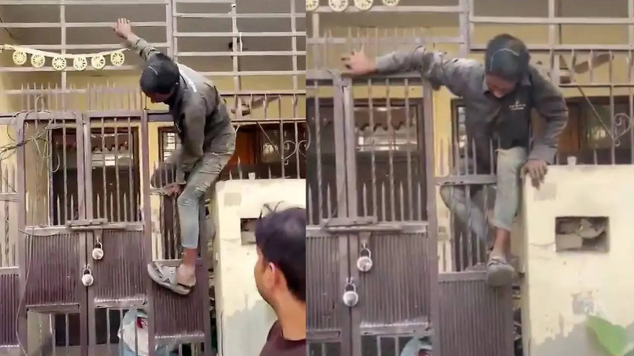 Break-in ends between bars: Thief gets caught in iron grille gap of Ghaziabad house