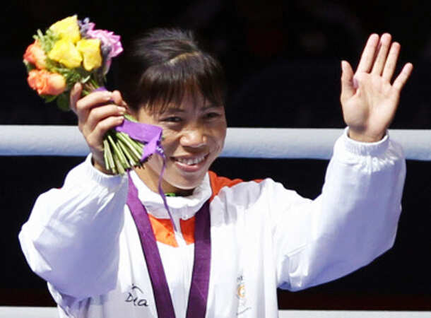 Mary Kom with historic bronze medal