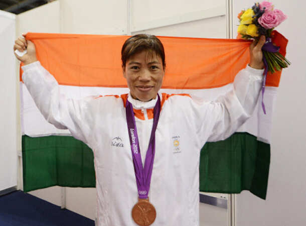 Mary Kom with historic bronze medal