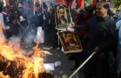 Protest against Sri Lankan president's India visit
