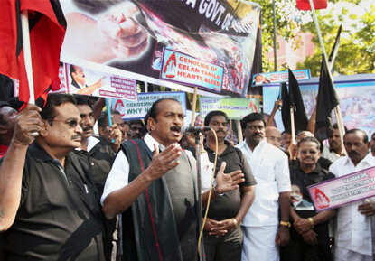 Protest against Sri Lankan president's India visit