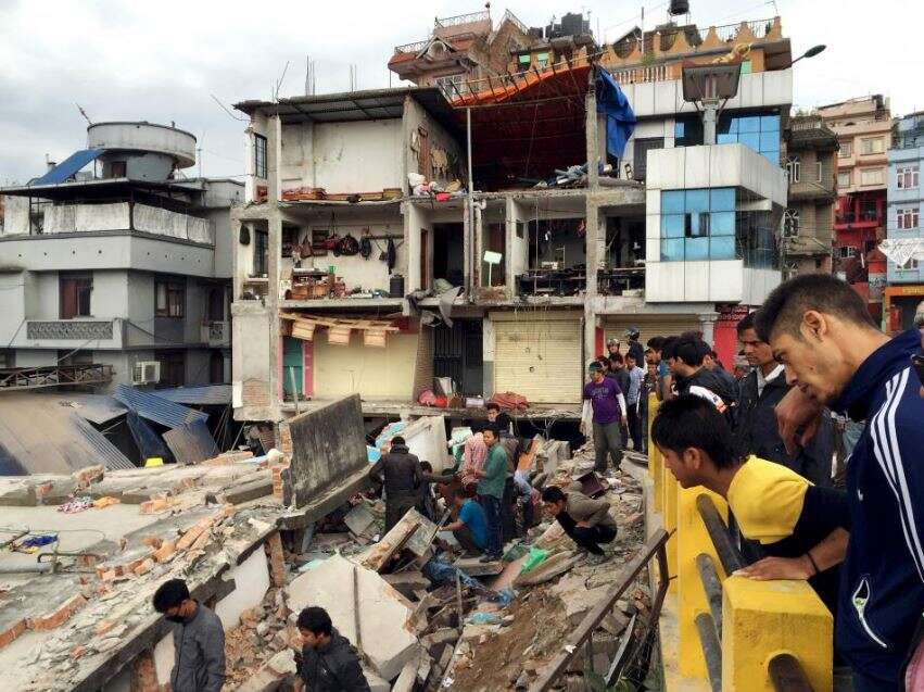 Extensive damage caused by
quake in Nepal