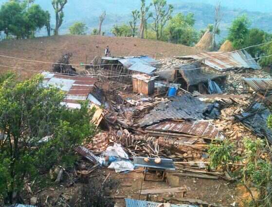 Aerial view of Nepal devastation following the earthquake