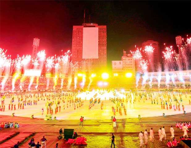 Fireworks dazzle WC opening ceremony