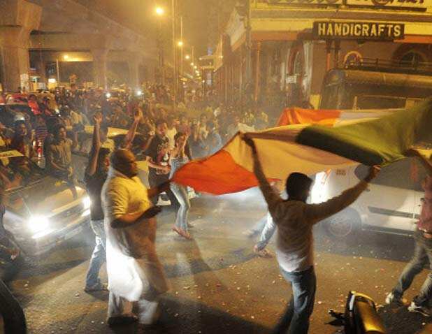 Fans celebrate Team India's win
