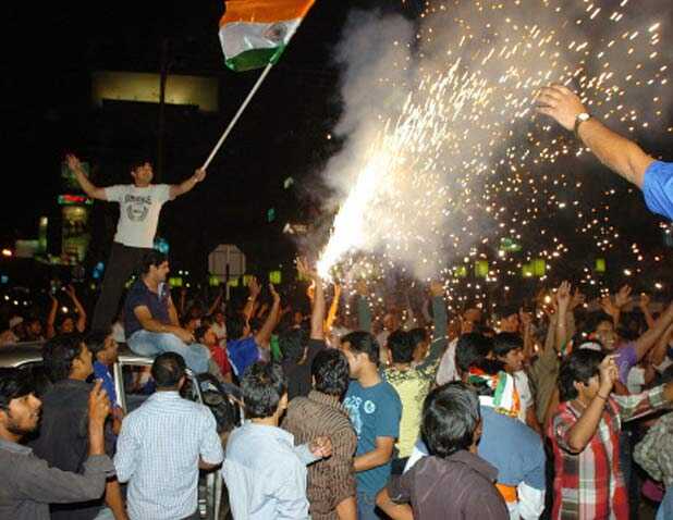 Fans celebrate Team India's win