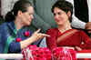 Double attack on Maya as Sonia, Priyanka share dais