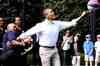 President Obama shoots a basket at Easter Egg Roll