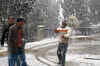 Season's first snowfall in Kashmir